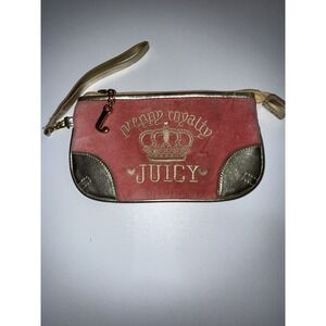 VINTAGE JUICY COUTURE PREPPY ROYALTY‎ WRISTLET BAG GOLD PINK COLOR TRIMS R